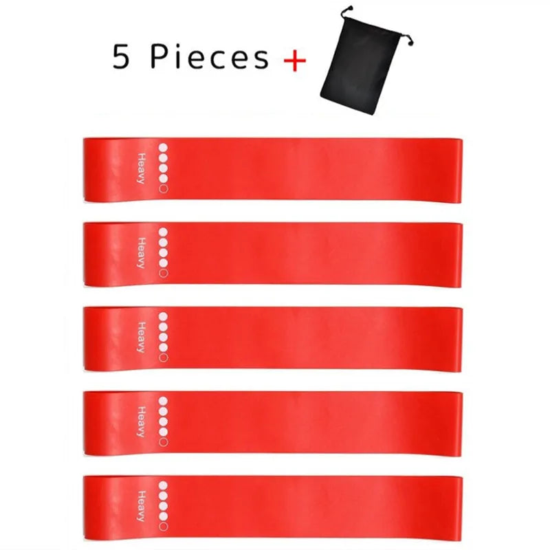 Yoga and Exercise Resistance Bands Set ‚Äì 5 Durable Bands for Strength, Flexibility, and Fitness Training - red with bag image