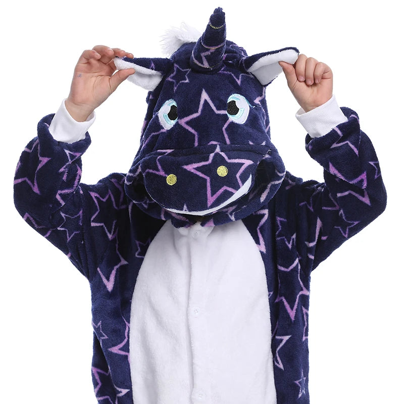 Kigurumi Children‚Äôs Animal Pajamas | Unicorn, Panda, Cat Winter Flannel Pajamas image 41