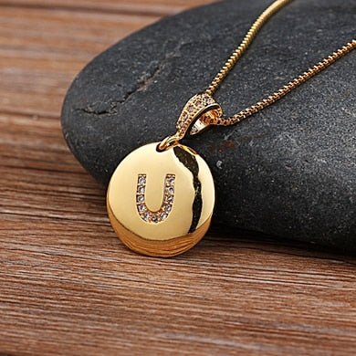 Top Quality Personalized Gold Letters Women and Girls Initial Letter Necklace - U image