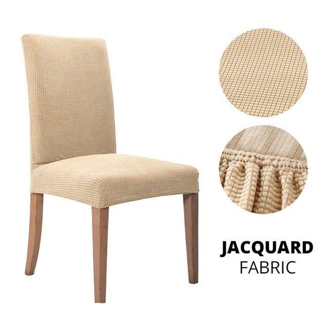 Elegant Jacquard Spandex Dining Chair Cover ‚Äì Stretch Fit for Weddings & Events - Style 1 beige, 4 pcs image