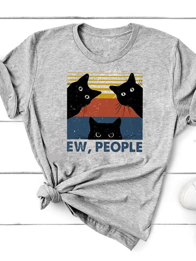 Paw Cat Dog Love Heart Graphic T-Shirt | Women‚Äôs Summer Fashion Short Sleeve Tee image 42