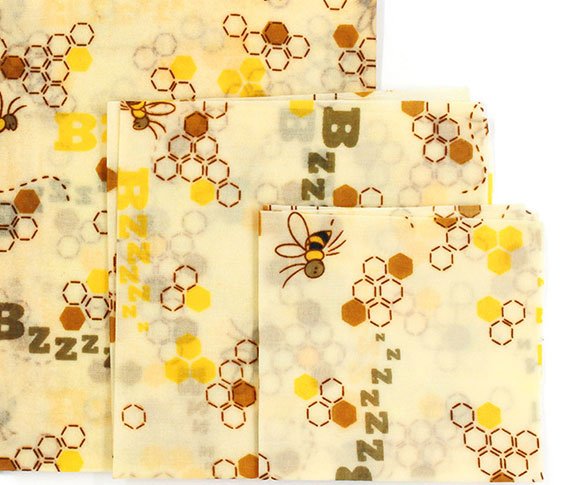 Reusable Beeswax Cloth Wrap - Bee-pattern, 3 size image