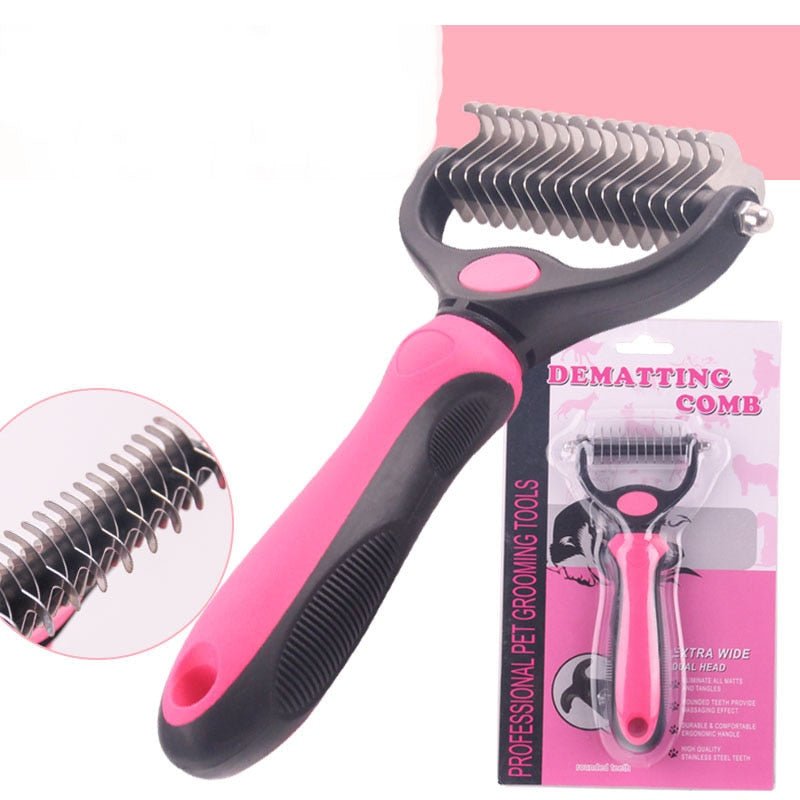 HSWLL New Stainless Steel Double-sided Pet (Cat & Dog) Comb | Large Dogs Open Knot Rake Knife image 1