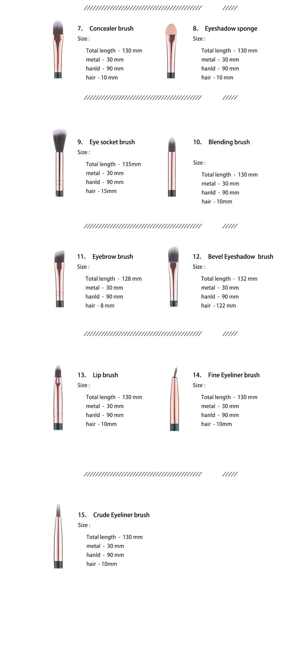 15Pcs Cosmetic Powder Eye Shadow Foundation Makeup Brushes Tool Set image 5