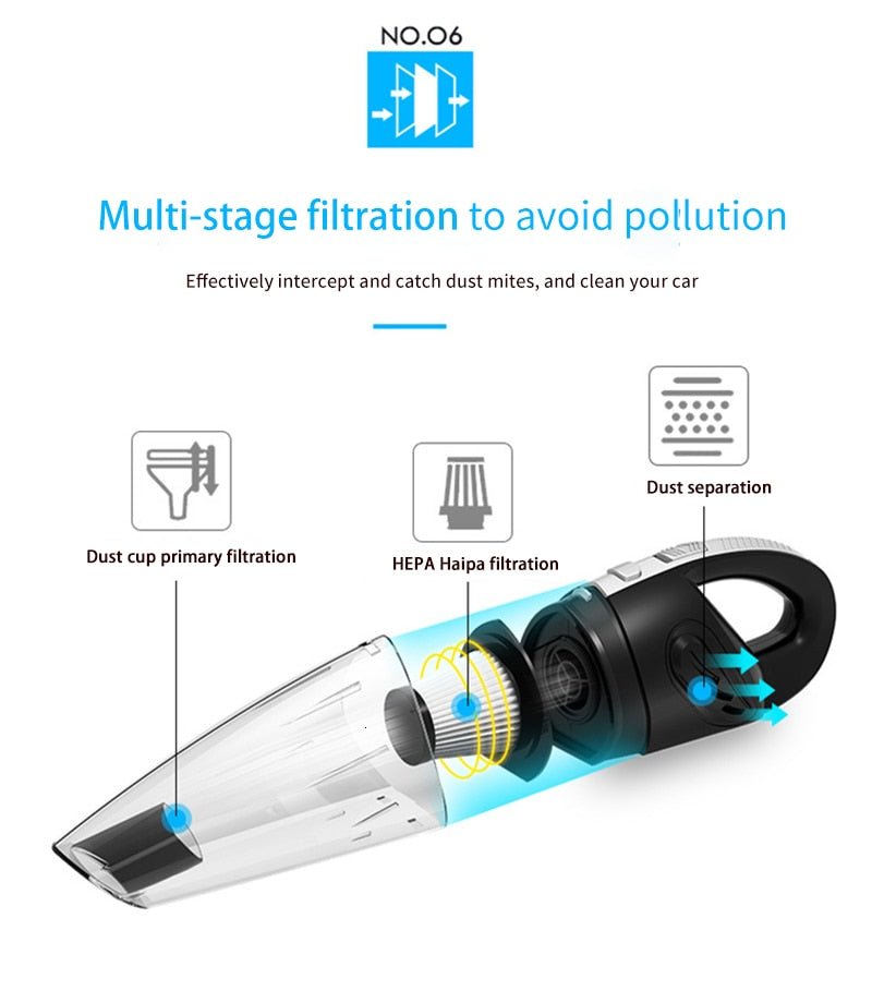 4800pa Strong Power Car Vacuum Cleaner with Handbag | Handheld Cordless Portable Powerful Cyclone Suction Rechargeable Vacuum Cleaner image 5