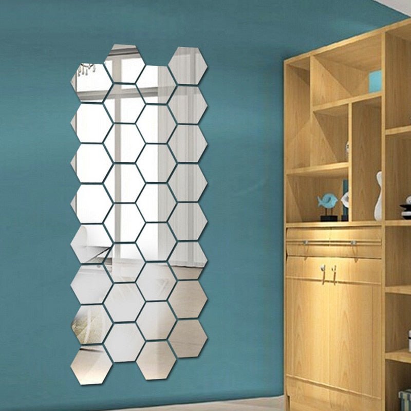 12Pcs DIY 3D Mirror Hexagon Vinyl Removable Wall Sticker Decal Home Decor image 5