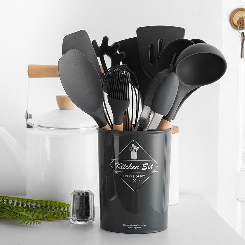Heat Resistant Non-Stick Silicone Kitchenware Cooking Utensils Set With Storage Box Tools image 12