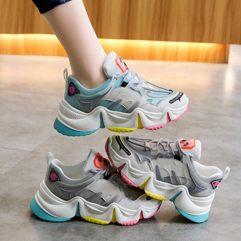 Women Vulcanize Breathable Rainbow Color Fashion Casual Sneakers image 25