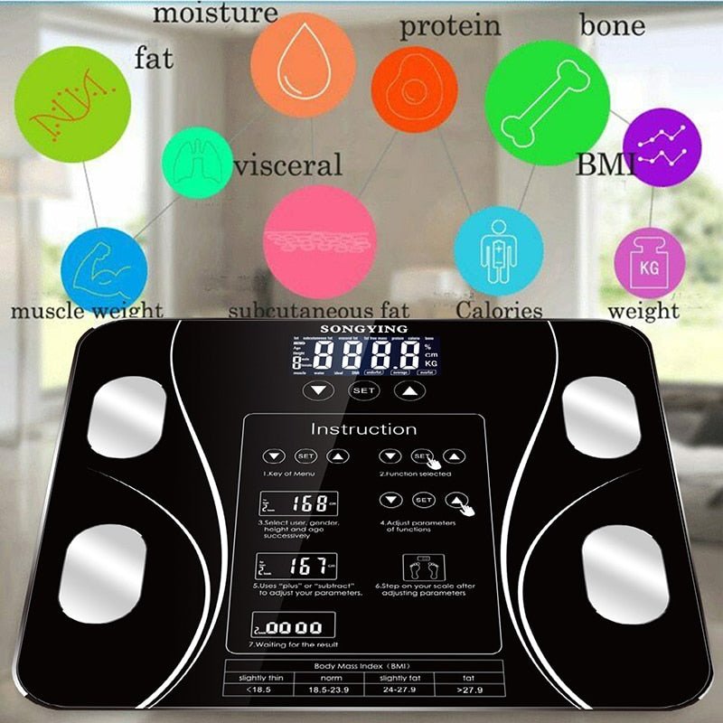 Digital Bathroom Body Fat BMI Weight Scale Bluetooth APP Android or IOS image 1