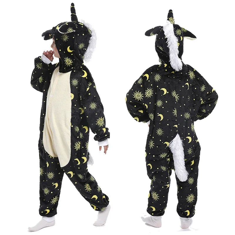 Kigurumi Children‚Äôs Animal Pajamas | Unicorn, Panda, Cat Winter Flannel Pajamas image 3
