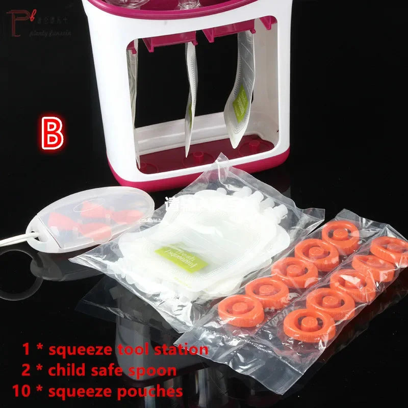 Baby Food Squeeze Station Set | Easy Fruit Puree Maker & Storage Organizer for Kids - B set image
