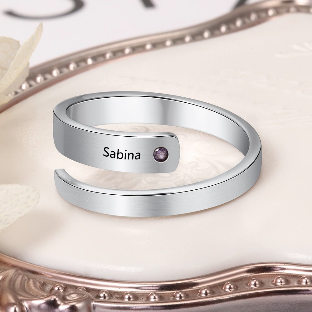 Personalized Custom Engraved Birthstone Rings for Women image 18