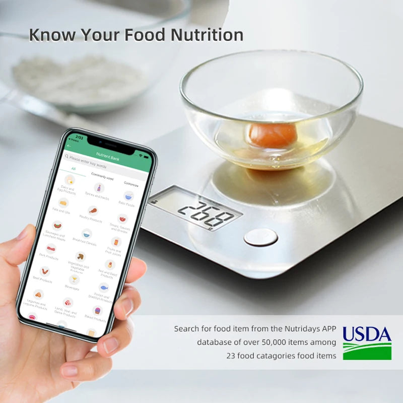 Stainless Steel Digital Kitchen Scale ‚Äì 5kg Capacity with Smart Nutrition Tracking for Baking & Cooking image 2