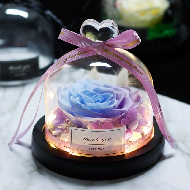 The Beauty and Beast Forever Rose Flower With Night Light in Glass Dome - 01 image