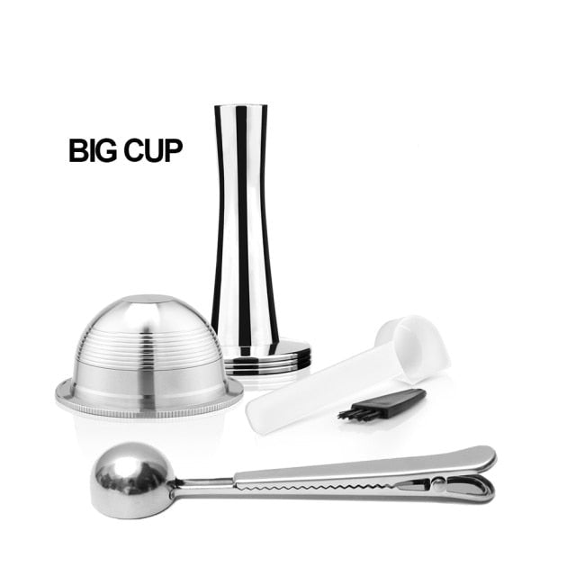 Stainless Steel Refillable Reusable Coffee Capsule Pod Set For Nespresso Vertuo Plus /Vertuoline GCA1 /Delonghi ENV135 image