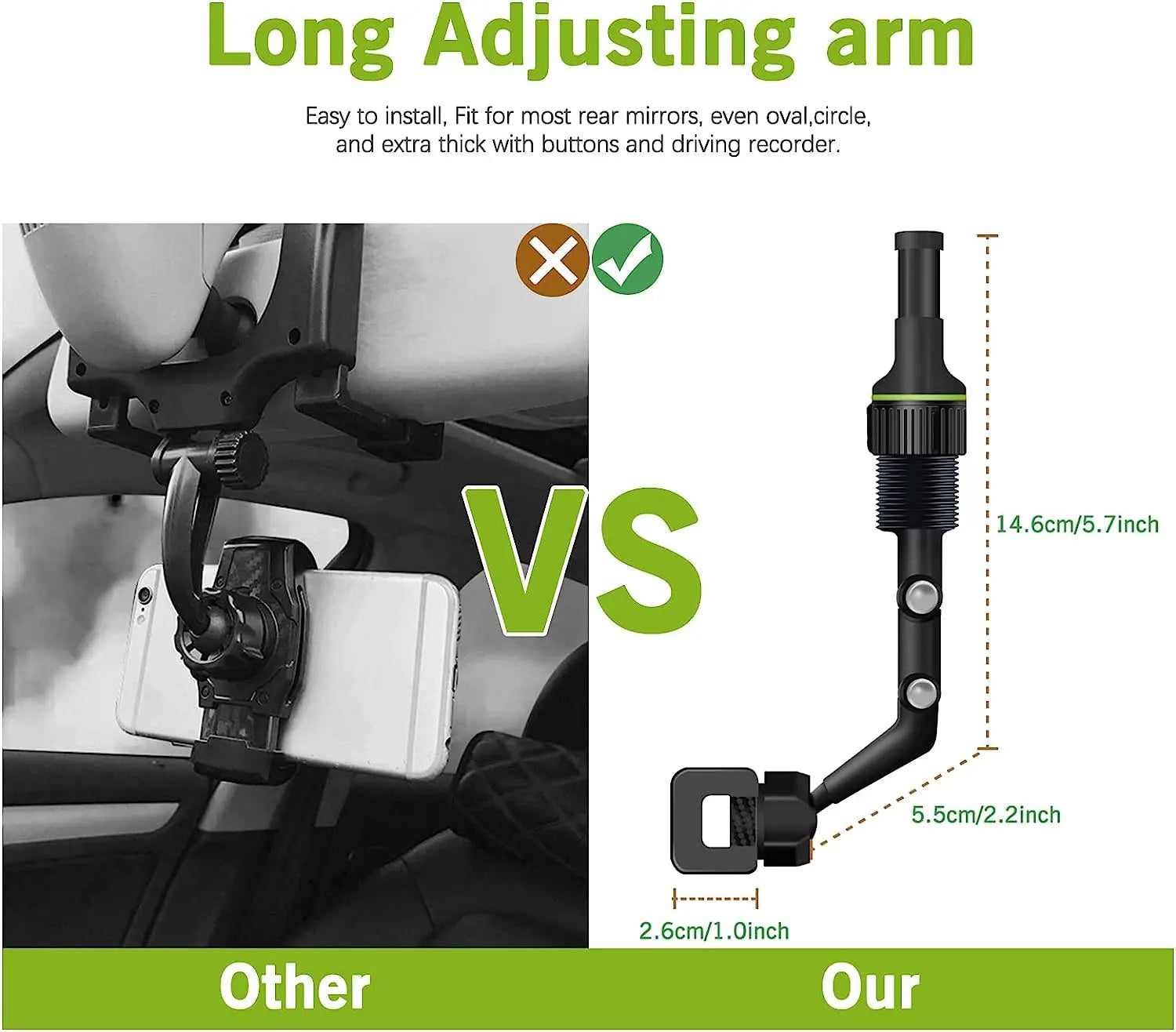 360¬∞ Rotatable Rearview Mirror Phone Holder ‚Äì Retractable Car Phone Mount for All Vehicles image 11