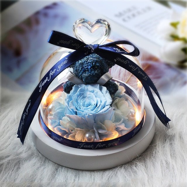 The Beauty and Beast Forever Rose Flower With Night Light in Glass Dome - B32 image