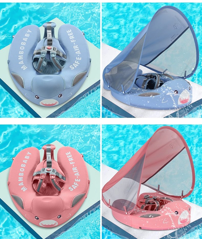 Non-Inflatable Baby Smart Swimming Float Ring Trainer with Sunshade image 11