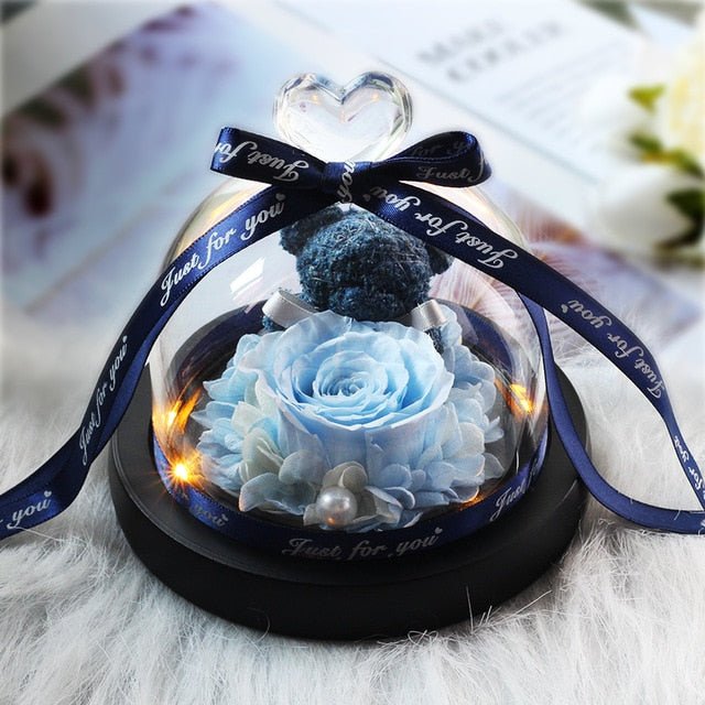 The Beauty and Beast Forever Rose Flower With Night Light in Glass Dome - B28 image