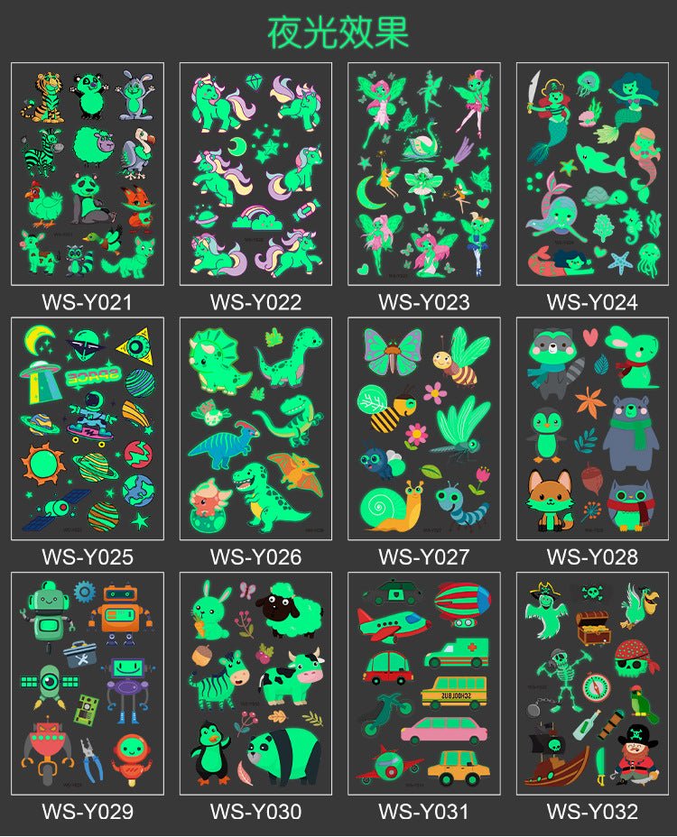 Luminous Temporary Fake Tattoos Glow Paste Mermaid Tattoo Stickers for Children Body Art image 6