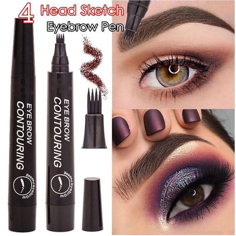 Four-Headed Eyebrow Pencil Waterproof Sweat-Proof Non-Fading Black Brown Liquid Eyebrow Pencil 4-Fork Eyebrow Pencil image 6