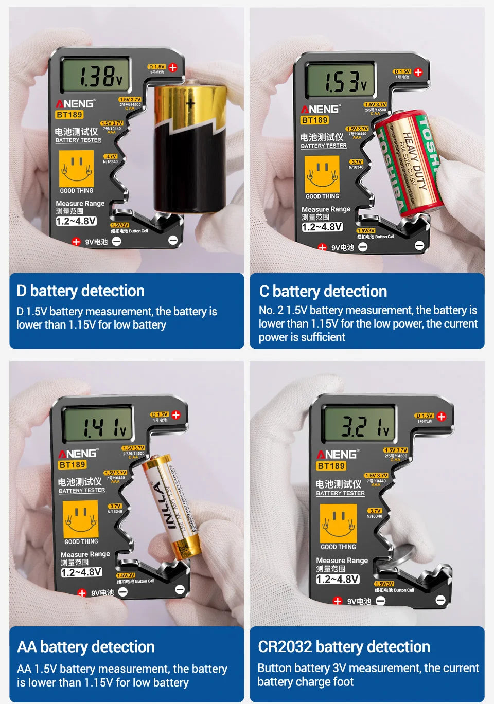ANENG BT189 Button Cell Battery Tester ‚Äì Universal LCD Display for 9V, AA, AAA, N, D Batteries & Power Bank Detectors image 13