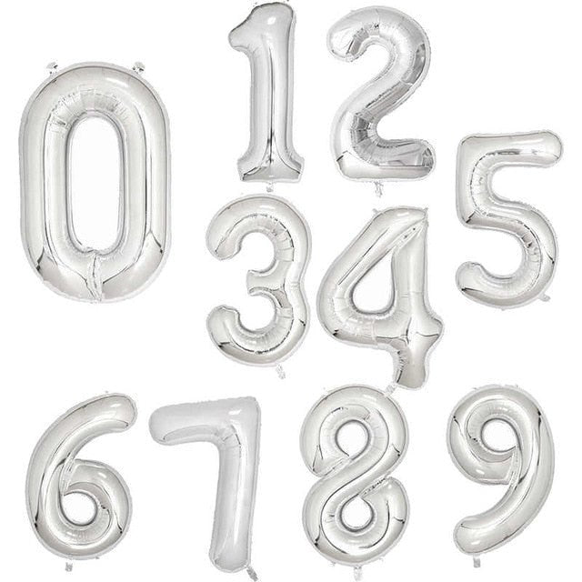 Big Foil Birthday Helium Number Party Decorations Kids Toy Figures Wedding Air Balloons image