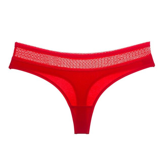Women Cotton Lingerie Panties - red Lace, XL image