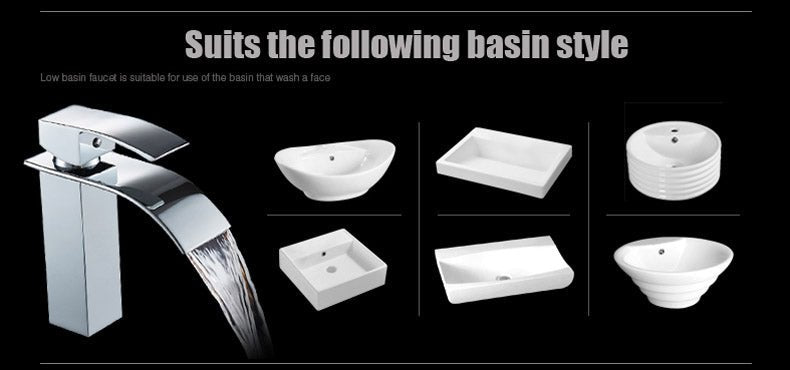 Deck Mount Waterfall Bathroom Faucet Vanity Vessel Sink Mixer Tap Cold Hot Water Tap image 9