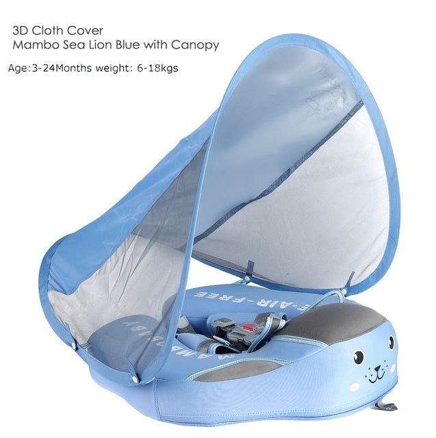 Mambo Non-Inflatable Waterproof Baby Smart Swim Trainer - 3D canopy blue image