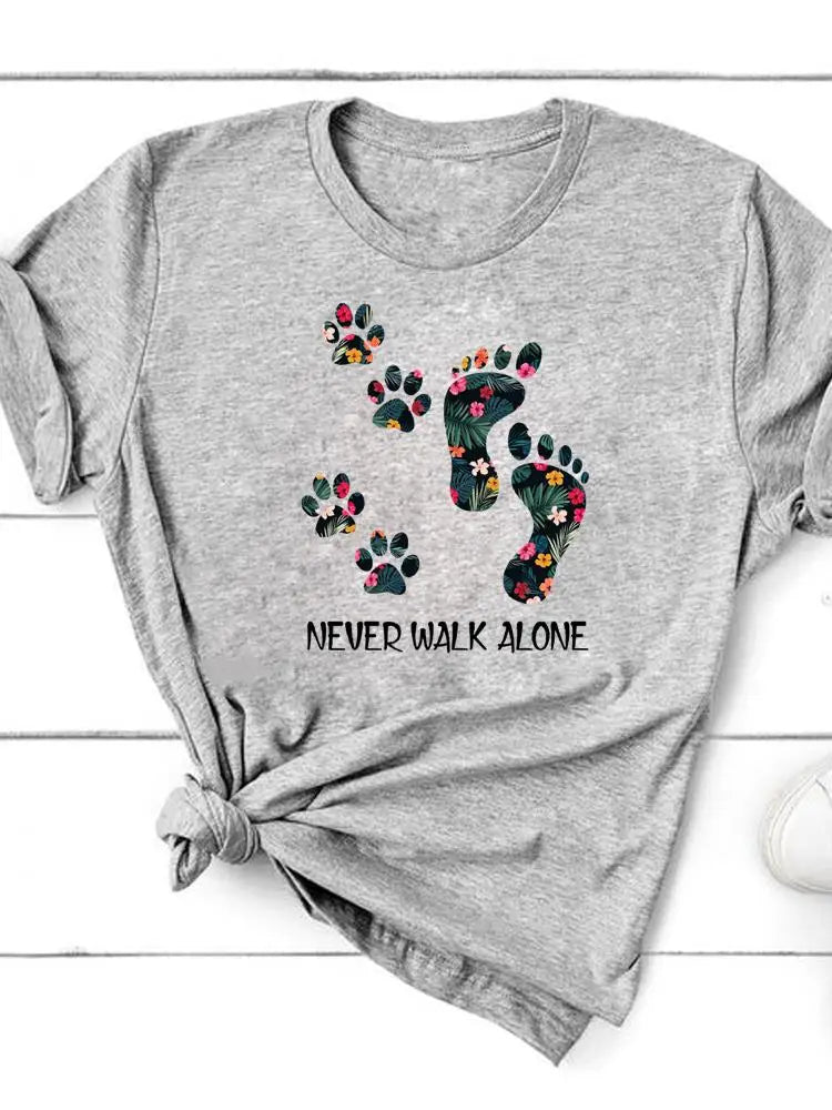 Paw Cat Dog Love Heart Graphic T-Shirt | Women‚Äôs Summer Fashion Short Sleeve Tee - ESL28117, XXXL image