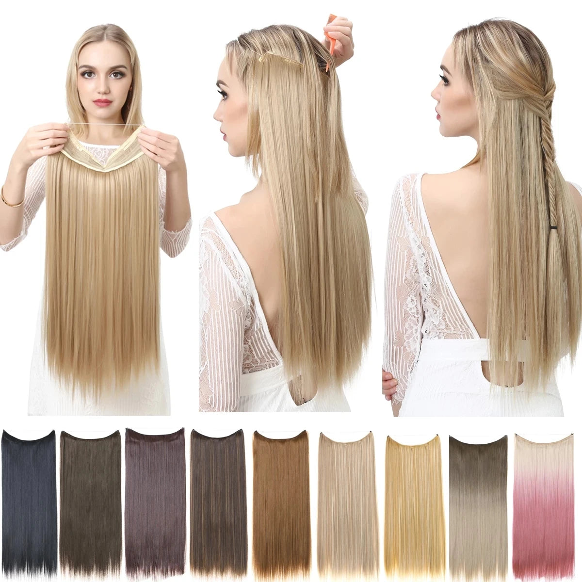 SARLA Halo Invisible Wire Synthetic Hair Extension-No Clip image 12
