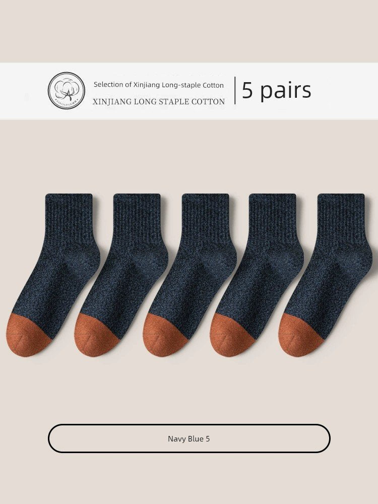 Socks Men's Pure Cotton Sweat Absorbing Breathable Spring, Autumn and Winter Socks image