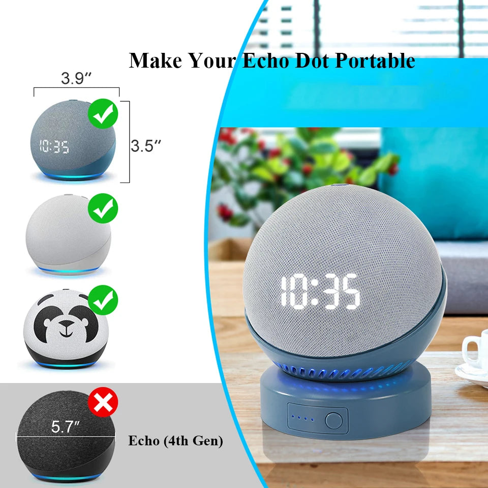 Echo Dot 5 Battery Base for 4th Gen | Portable Power in Blue, White, Black image 9