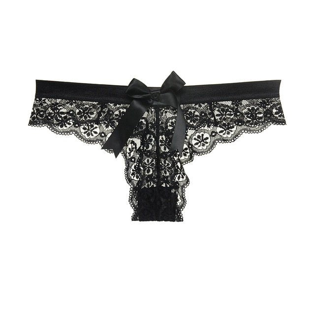 Amazing Women Lingerie G String Lace Underwear Sexy Thong Panties - black, M image