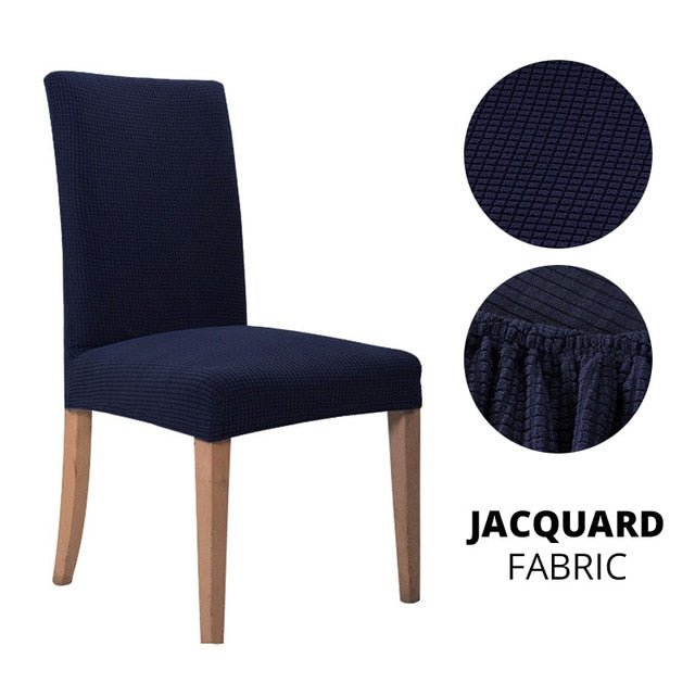 Elegant Jacquard Spandex Dining Chair Cover ‚Äì Stretch Fit for Weddings & Events - Style 1 navy blue, 4 pcs image