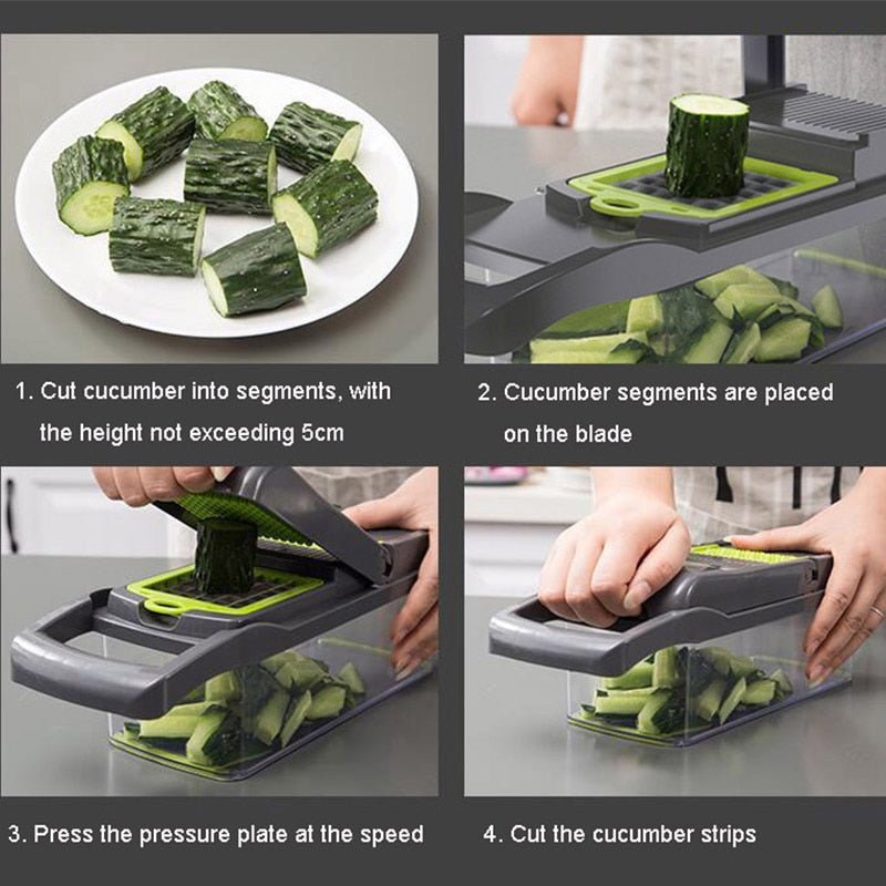 Mandoline Multifunctional Vegetable Fruit Slicer and Grater Kitchen Tool with Drain Basket image 25