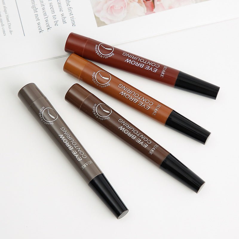 Four-Headed Eyebrow Pencil Waterproof Sweat-Proof Non-Fading Black Brown Liquid Eyebrow Pencil 4-Fork Eyebrow Pencil image 5
