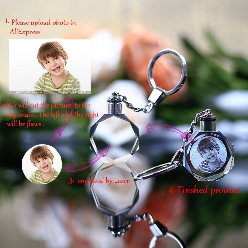 Laser Engraved Crystal Glass Keychain image 3