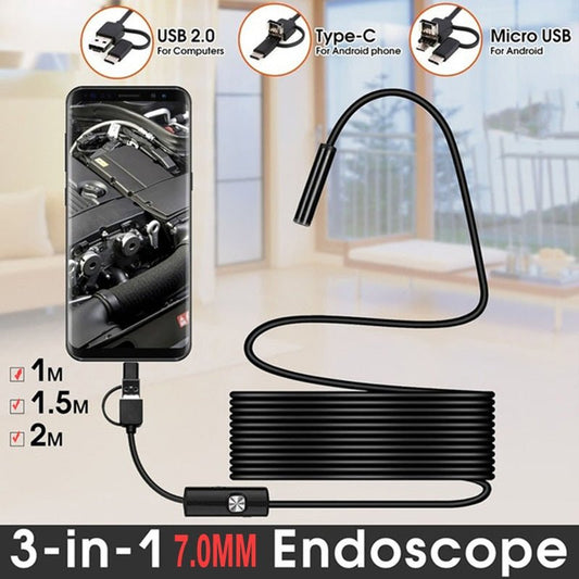 TYPE C USB Mini Endoscope Camera | Flexible Hard Cable Snake Borescope Inspection Camera for Android Smartphone PC image 0