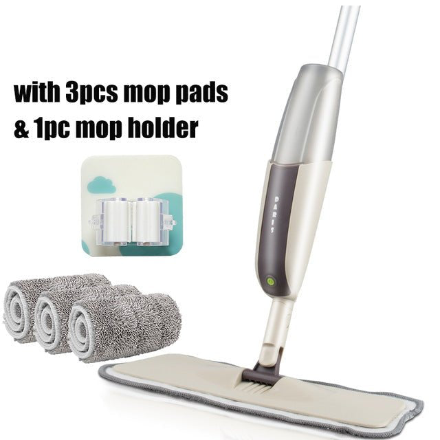 Spray Floor Mop with Reusable Microfiber Pads - 3 mop cloth 1 hook image