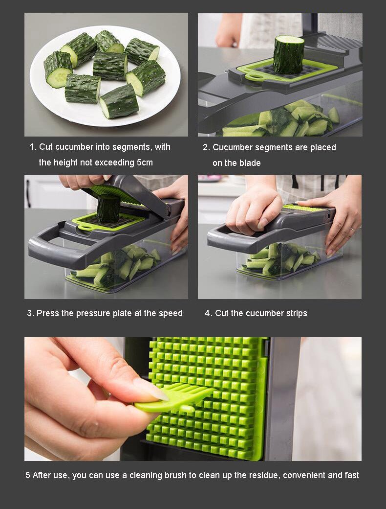 Mandoline Multifunctional Vegetable Fruit Slicer and Grater Kitchen Tool with Drain Basket image 16