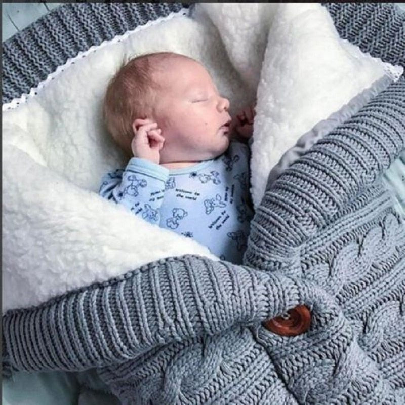 Newborn Baby Winter Warm Sleeping Bag ‚Äì Infant Button Knit Swaddle Wrap & Toddler Blanket Stroller Wrap image 31