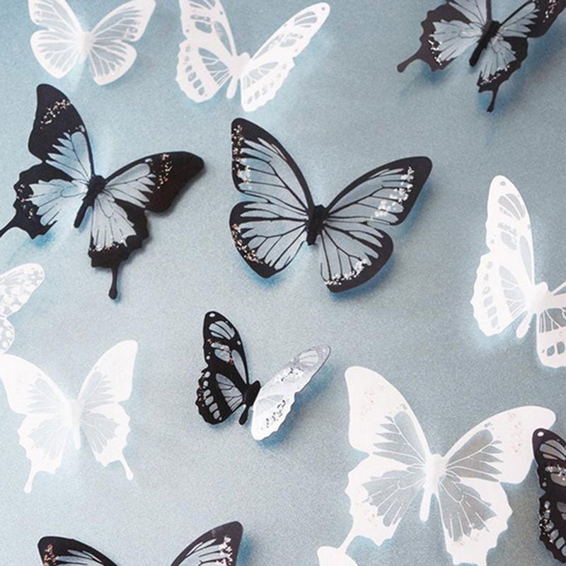 18pcs/lot 3d Effect Crystal Butterfly Wall Sticker For Kids Room image 0