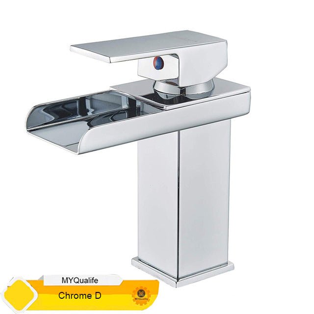 Deck Mount Waterfall Bathroom Faucet Vanity Vessel Sink Mixer Tap Cold Hot Water Tap image 22