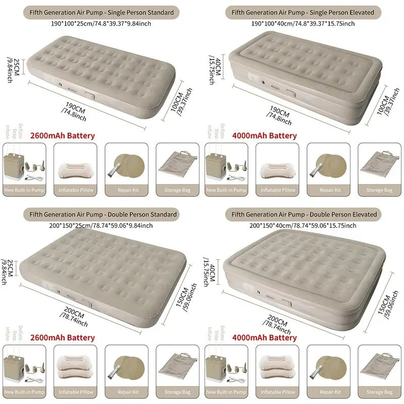 Luxury Inflatable Glamping Mattress – Thickened 2-Person PVC Camping Bed with Built-In Pump image 4