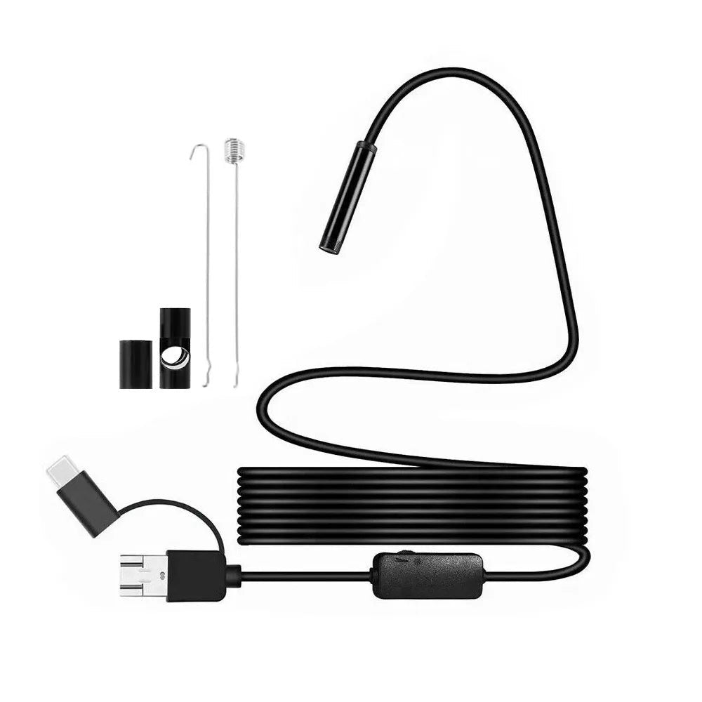 5.5mm Sewer Industrial Endoscope Piping Endoscopy Type C Flexible Snake Mini Camera 3 in 1 Automotive Borescope for Android image 7