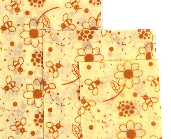 Reusable Beeswax Cloth Wrap - Flower-Bee-pattern, 1PCS(8X7 inches) image