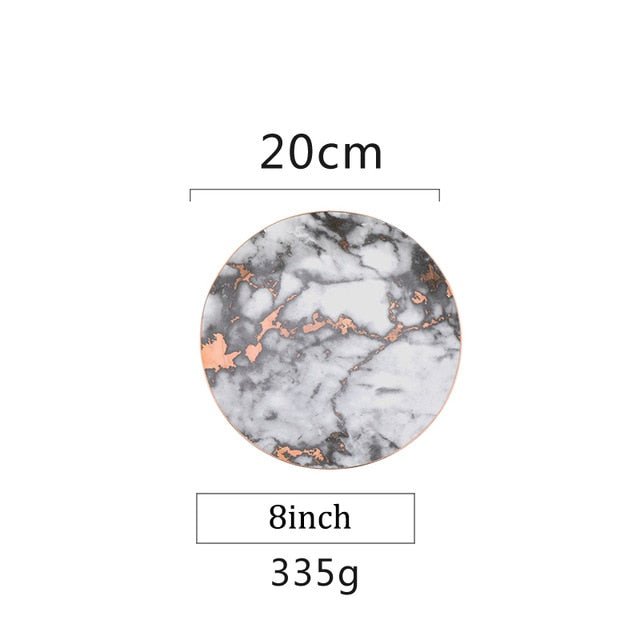 1Pc European Style Marble Gold Inlay Porcelain Plate image 3