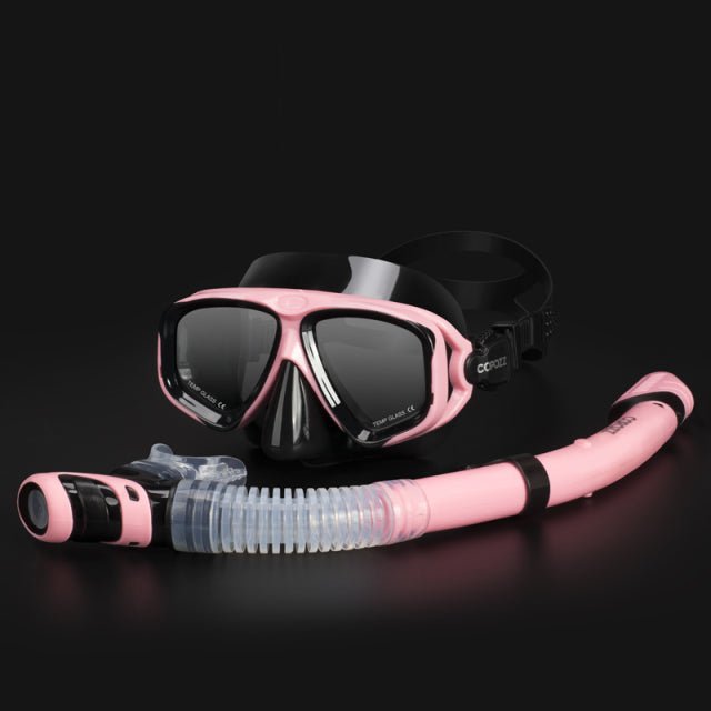 COPOZZ Scuba Diving Mask Set Anti Fog Goggles with Snorkel Glasses Tube Adjustable Strap for Women Men Adult Swimming Mask - Black Pink image